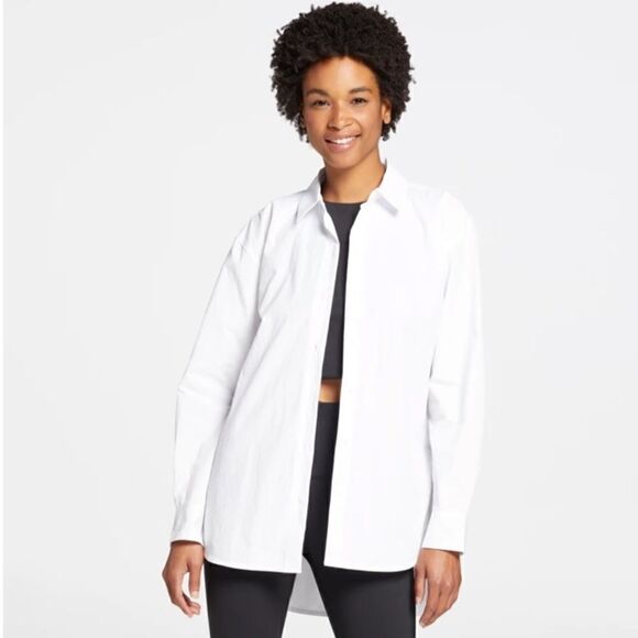 CALIA White Collared Oversized Drop Bottom Shirt/Top - Picture 11 of 11